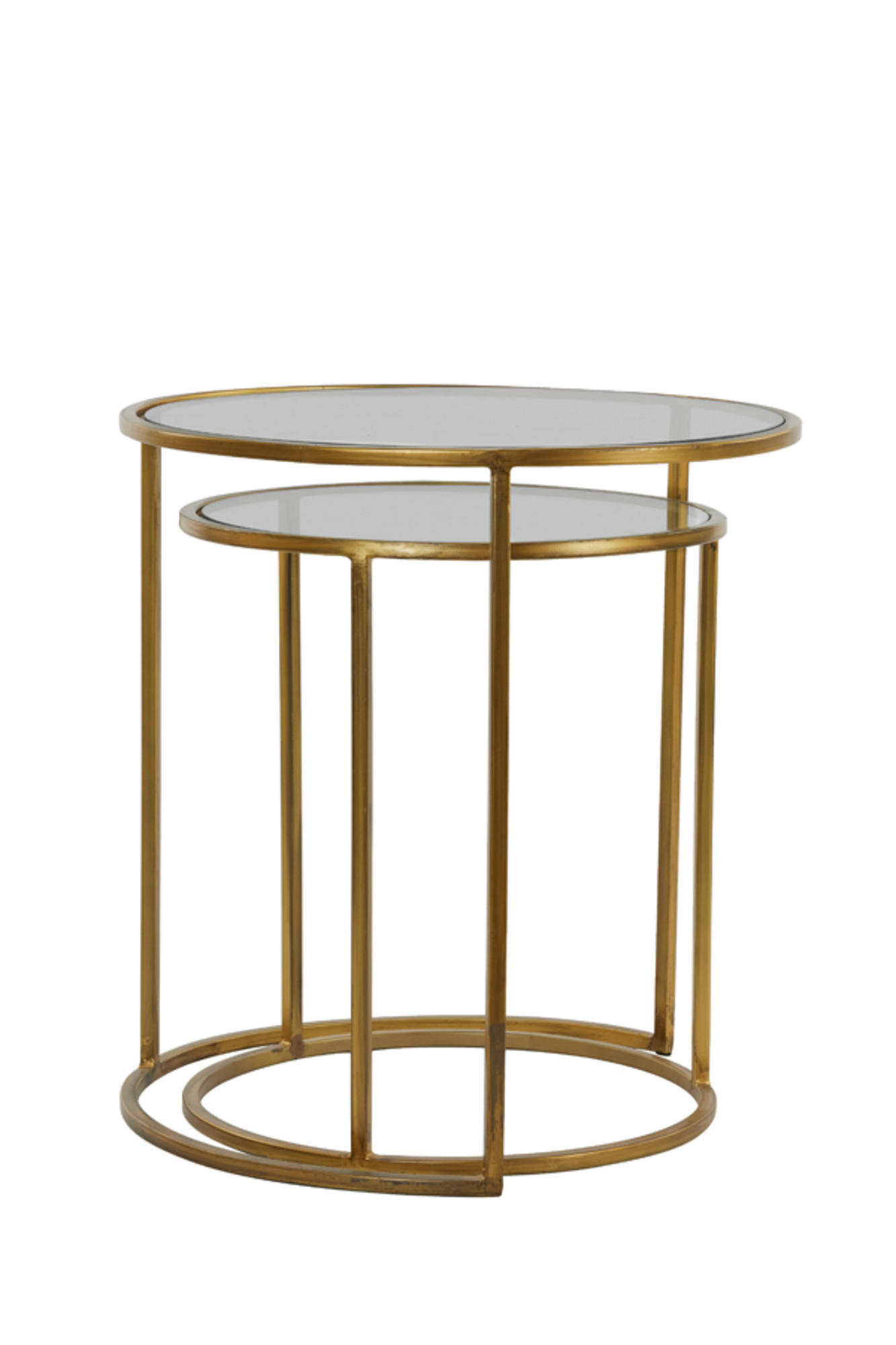 BEISTELLTISCH Duarte Gold Ø50/52 cm 2er-Set - Goldfarben/Grau, Metall (50/50/52cm) - Light & Living