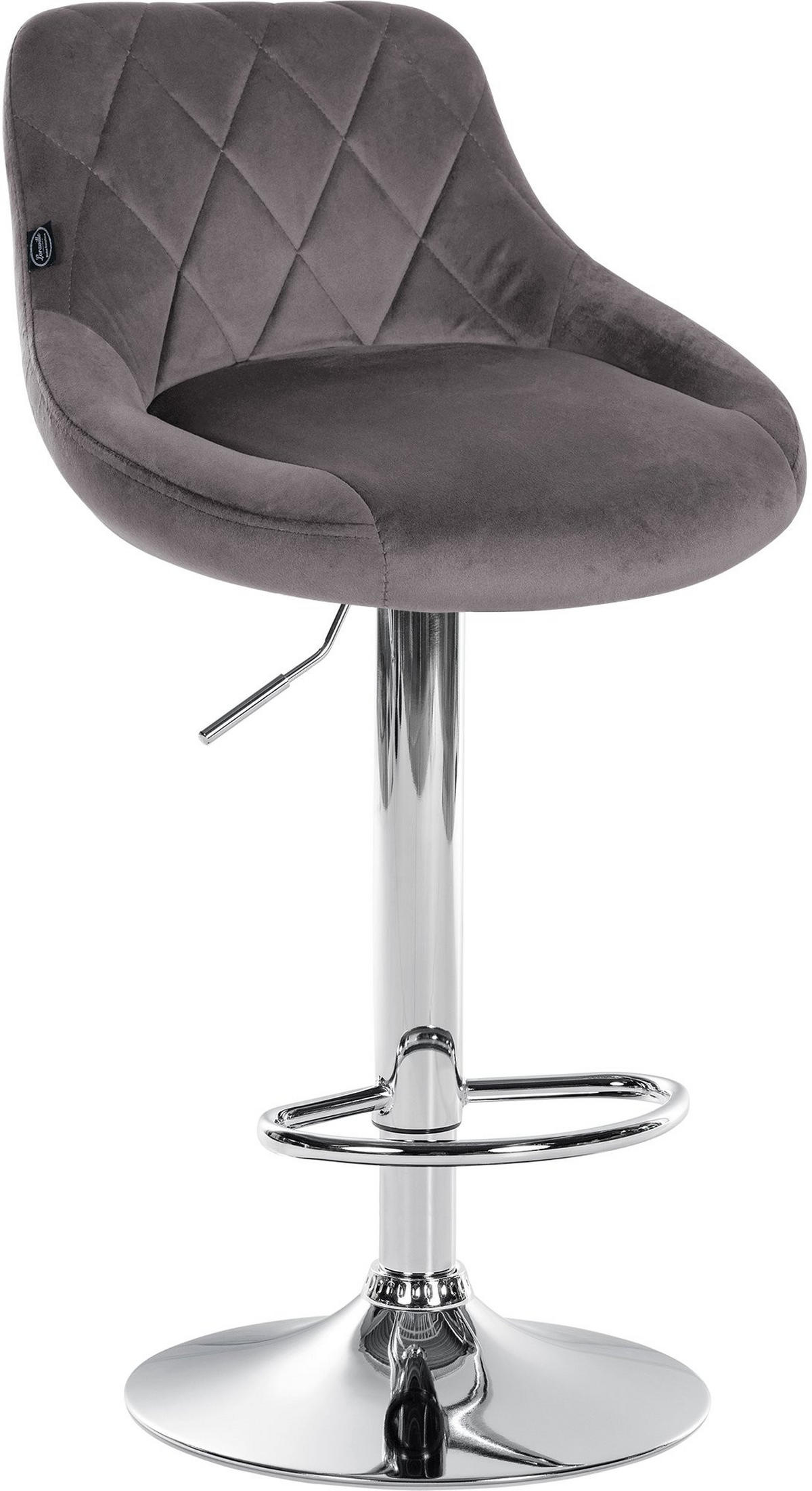 BARHOCKER Stoff grau - Chromfarben/Grau, Textil/Metall (46/83/49cm) - CLP
