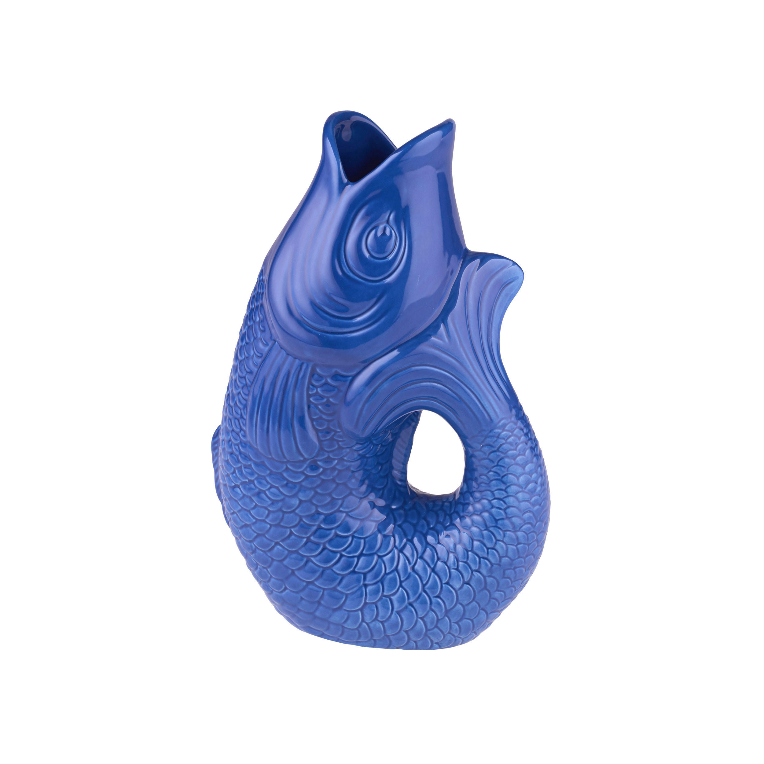 VASE Monsieur Carafon S, Fisch-Form, Steingut, Azure, 24.3 cm - Blau, Keramik (24.3cm) - Gift Company