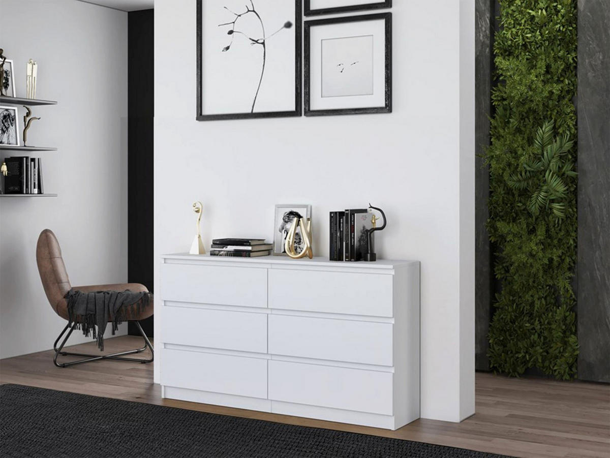 KOMMODE Malwa weiß, 75 x 138 x 40 cm - Weiß, Holzwerkstoff (138/75/40cm) - Selsey