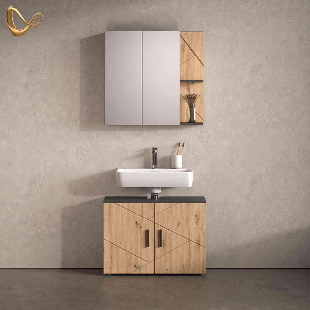 BADMÖBEL-SET Ronco, Anthrazit/Artisan-Eiche, 2-teilig - Anthrazit/Eiche Artisan, Holzwerkstoff (80/59/30cm) - Livinity®