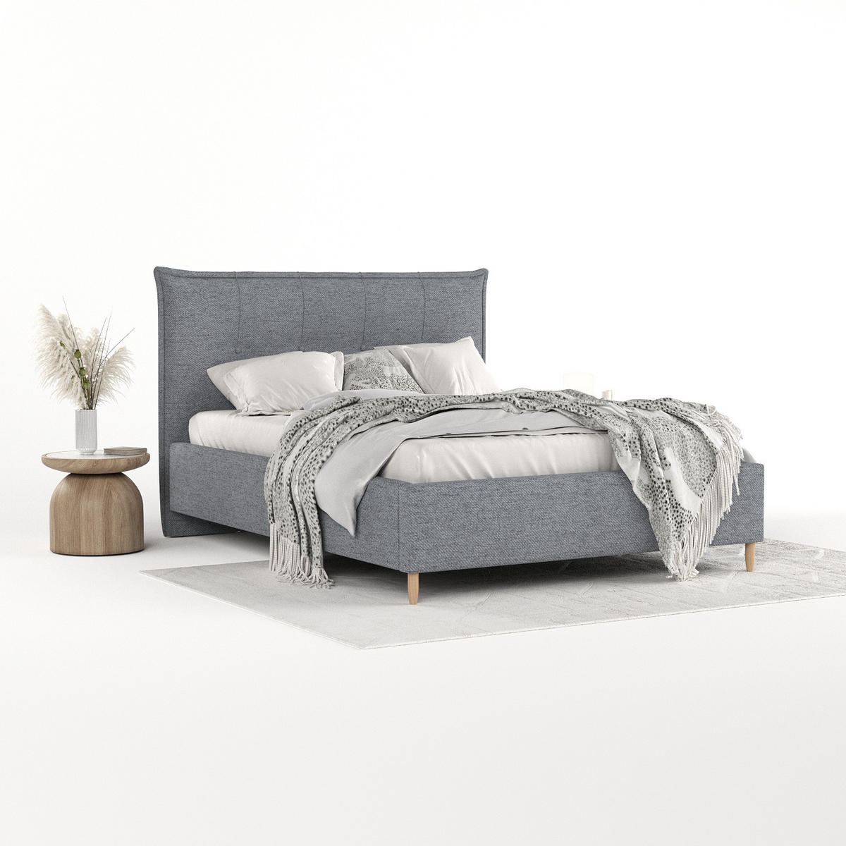 POLSTERBETT Plaza 140/200 cm Grau im Neve Stoff - Naturfarben/Grau, Holz/Holzwerkstoff (140/200cm) - AltaBeds