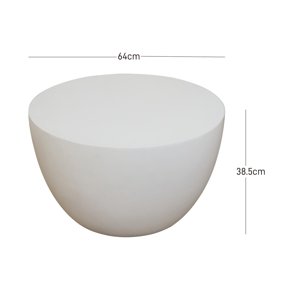 COUCHTISCH Rund Weiß 64 x 64 x 38 cm - Weiß, Metall (64/64/38.5cm) - Nordlys