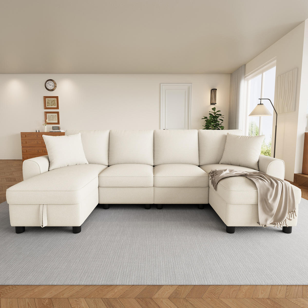 SEDACÍ SOUPRAVA, modulární, šenilová, béžová, 280 cm - béžová, textil (280/84/137cm) - FLIEKS