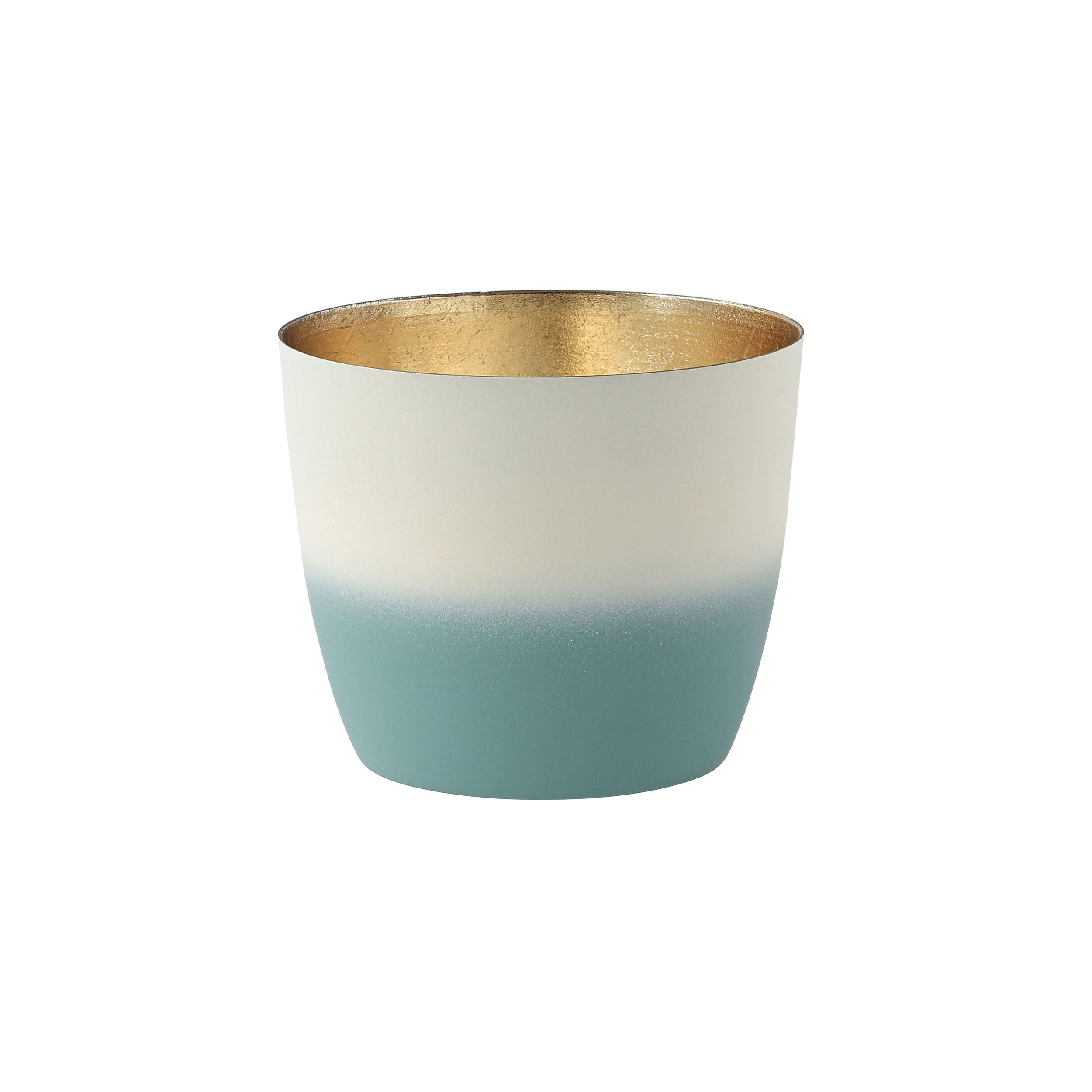 TEELICHTHALTER Madras M, Eisen, Farbverlauf, Powder Blue / Weiß / Gold, 8.5 cm - Blau, Metall (9cm) - Gift Company