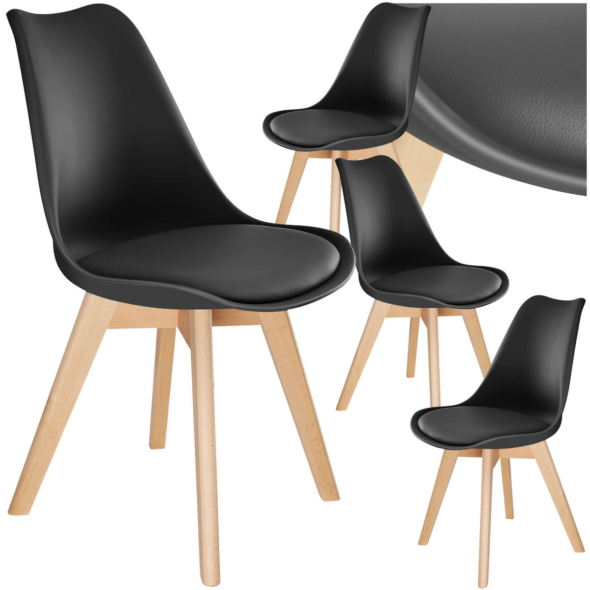 ESSZIMMERSTUHL 4er Set Friederike 49 x 56 x 82,5 cm schwarz - Schwarz, Textil (49/82.5/56cm) - tectake