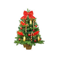 LAALU WEIHNACHTSBAUM geschmückt künstlich SANTA CLAUS 60 cm mit LED-BELEUCHTUNG IM TOPF - Rot/Goldfarben, Kunststoff (60cm) - LAALU