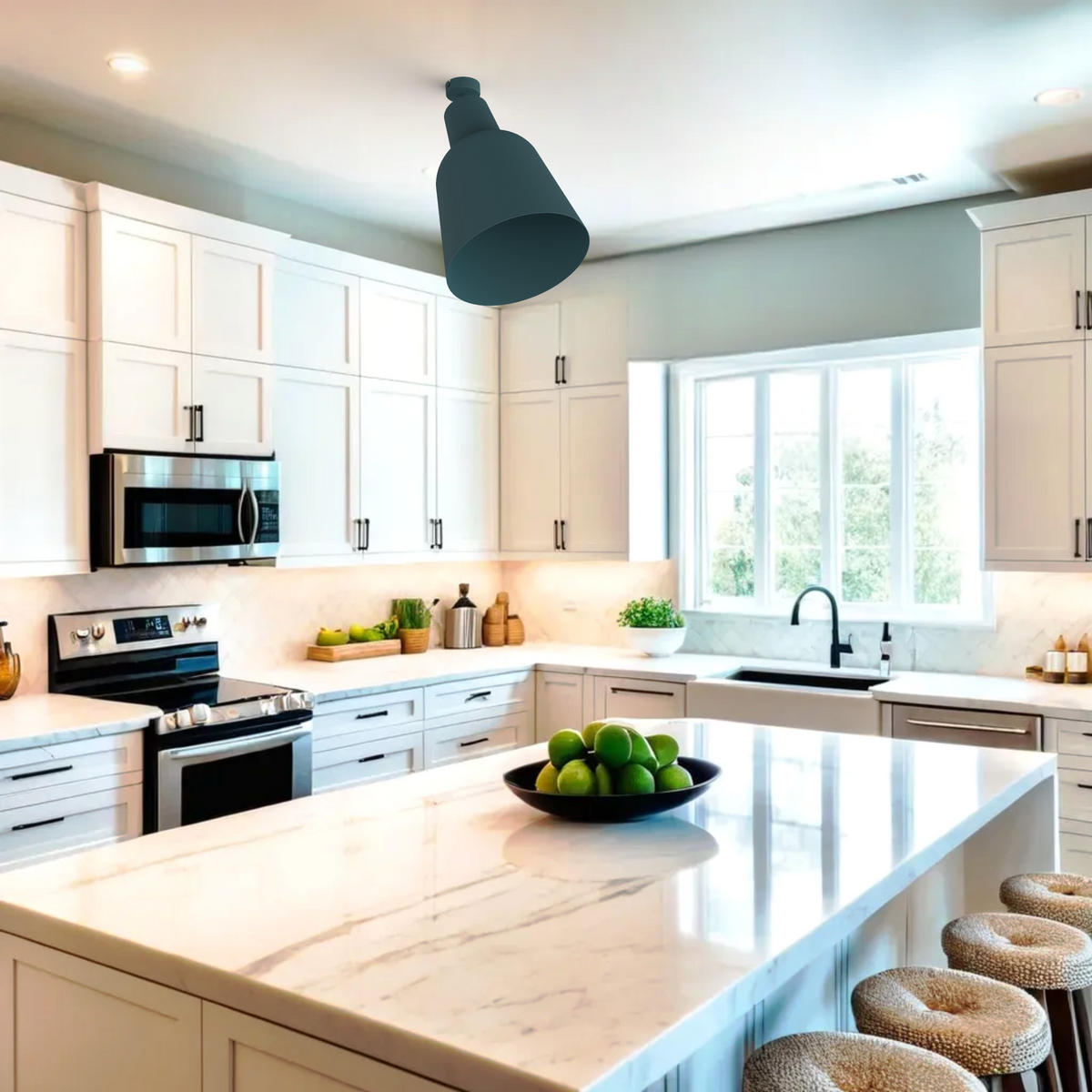 DECKENLEUCHTE - Blau, Metall (16/16/21cm) - Lumicom