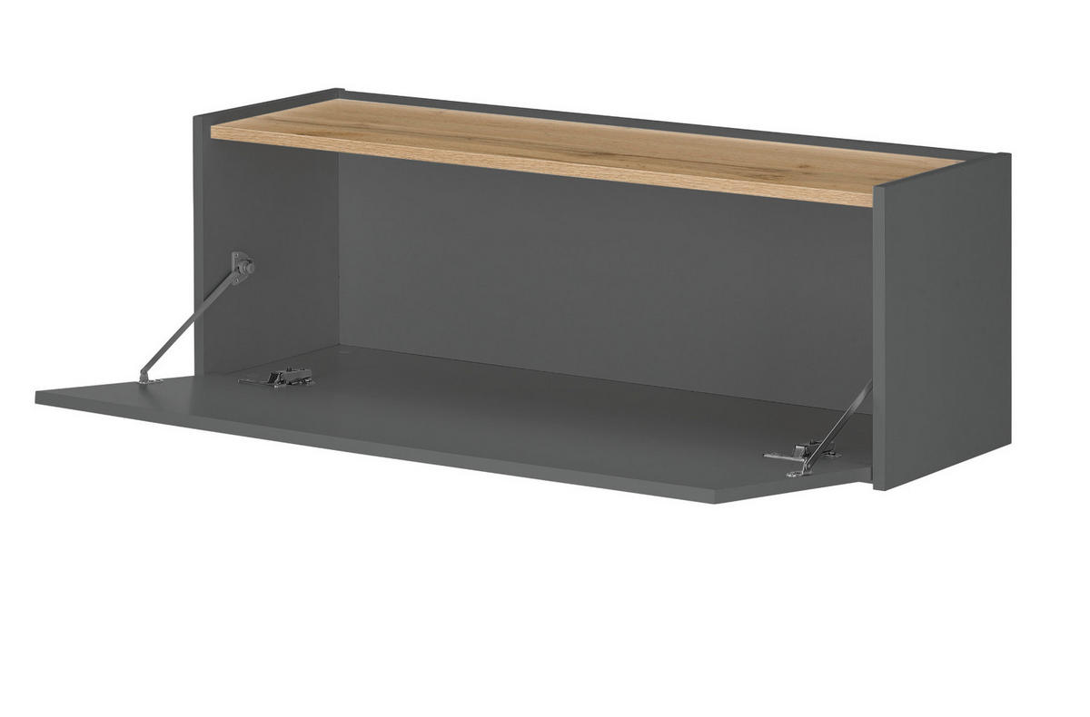 HÄNGEELEMENT grau matt, Eiche Wotan 100 cm, Hängeschrank für Homeoffice und Büro - Eiche Wotan/Grau, Holzwerkstoff (100/35/30cm) - Furn.Design