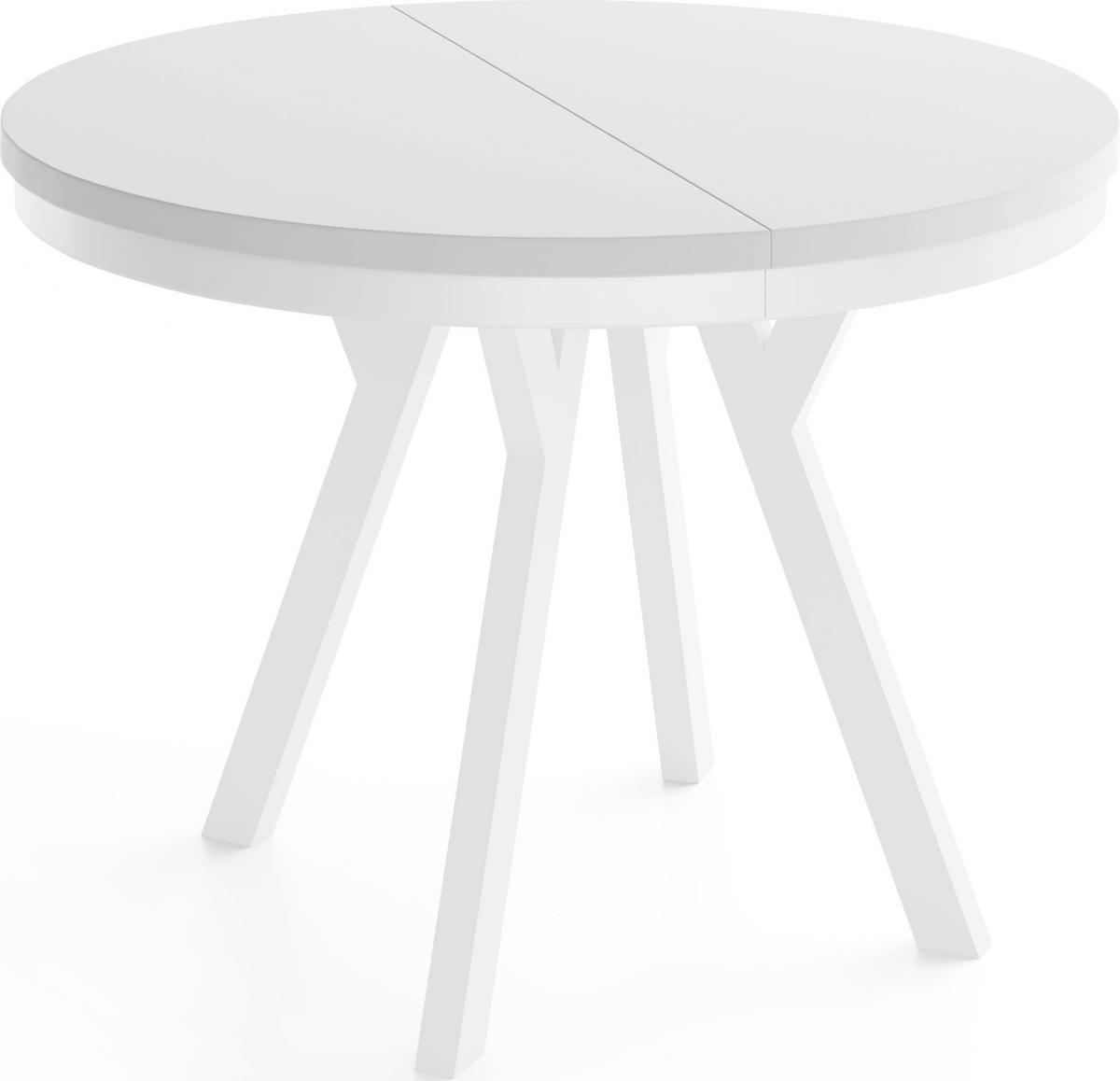 ESSTISCH Vero Neo rund ausziehbar verlängerbar, Weiss 80-130/80/77 cm - Weiß, Holz/Holzwerkstoff (80/80/77cm) - WFL GROUP