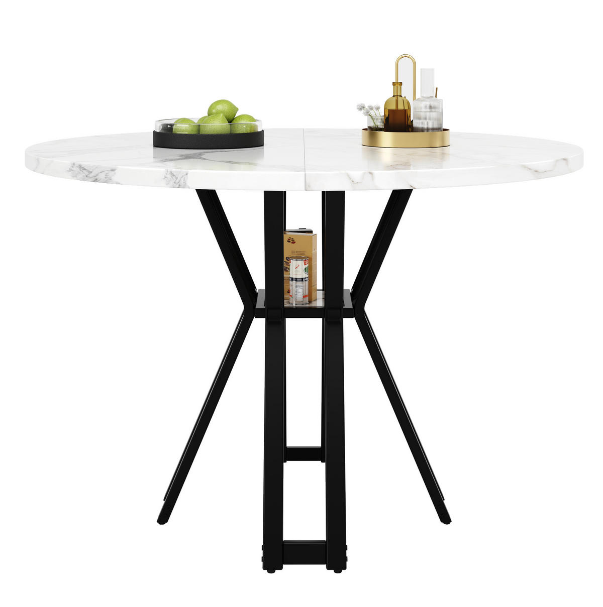 ESSTISCH, MDF-Tischplatte in Marmoroptik & Metallgestell, 100/100/76 cm, Schwarz - Schwarz, Holzwerkstoff (100/100/76cm) - Redom