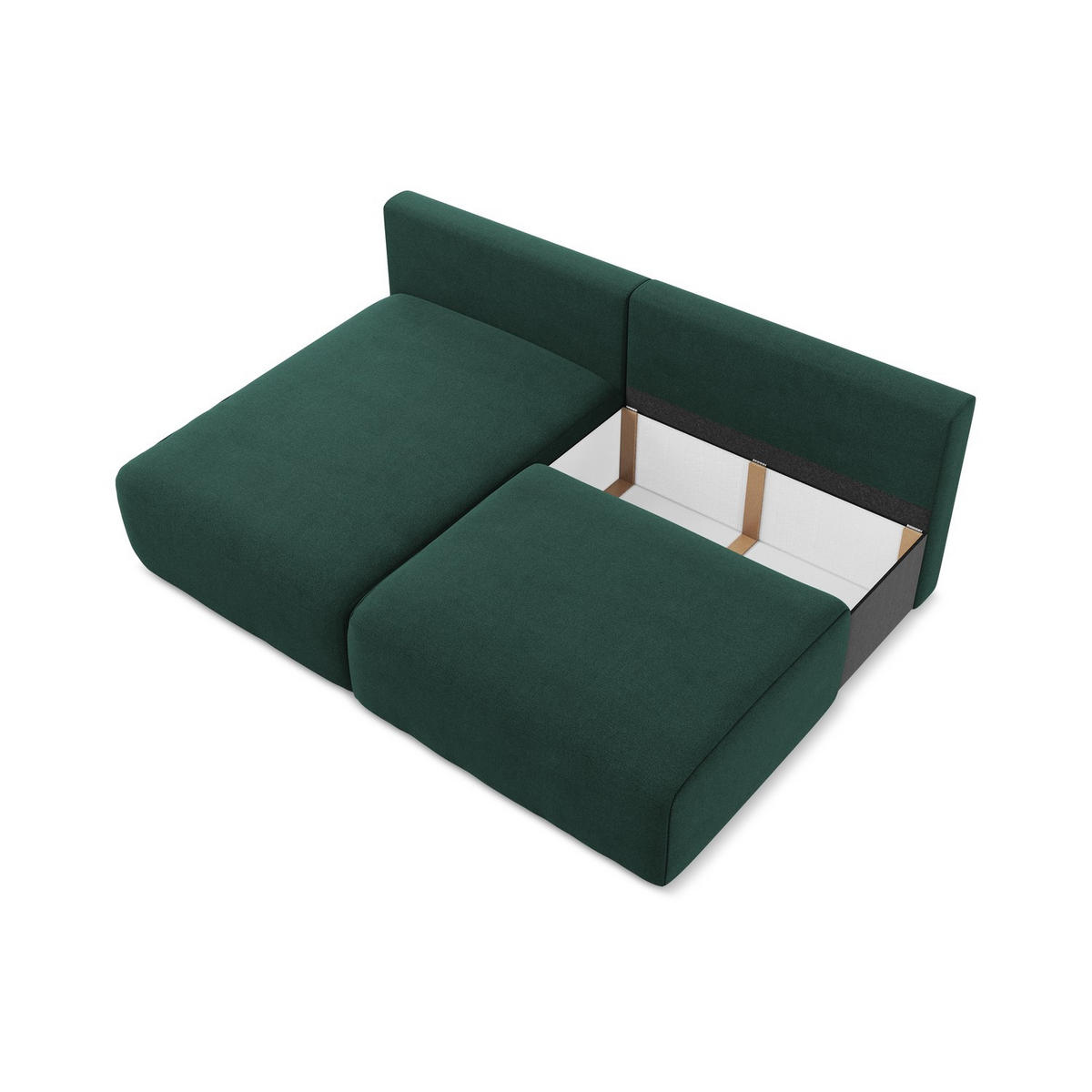 ECKSOFA mit Schlaffunktion links Strukturstoff Stoff Grün - Dunkelgrün/Schwarz, Kunststoff/Textil (149/210cm) - LaMiaSofa