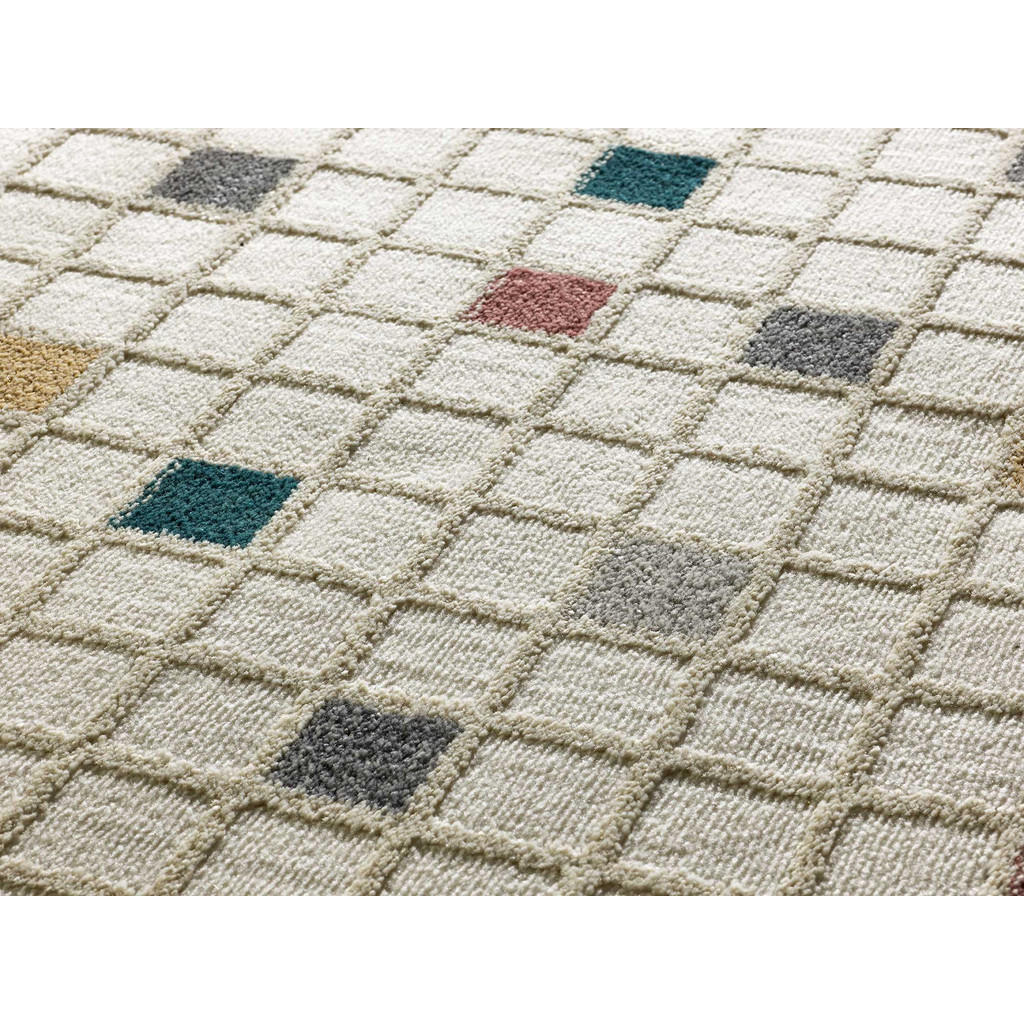Thumbnail - Atticgo Webteppich, Mehrfarbig, Weiß, Blau, Rosa, Grau, Textil, Grafikmuster, Rechteckig, 200x290 cm, Oeko-Tex® Standard...