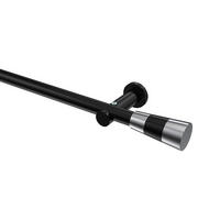 GARDINENSTANGEN-SET Platon Tanara 320 cm (geteilt in 2 x 160 cm), 1-läufig (ohne Ringe), 20 mm Ø Schwarz - Chromfarben/Schwarz, Metall (320cm) - INTERDECO