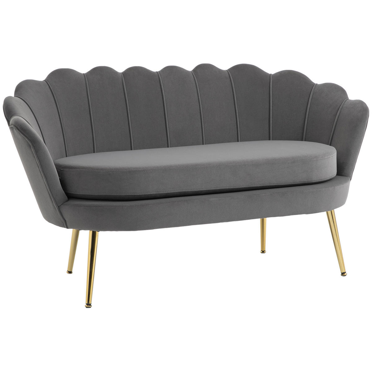 SOFA 2-Sitzer, Samt Polyester Stahl Grau - Grau, Textil (63/75/133cm) - HOMCOM