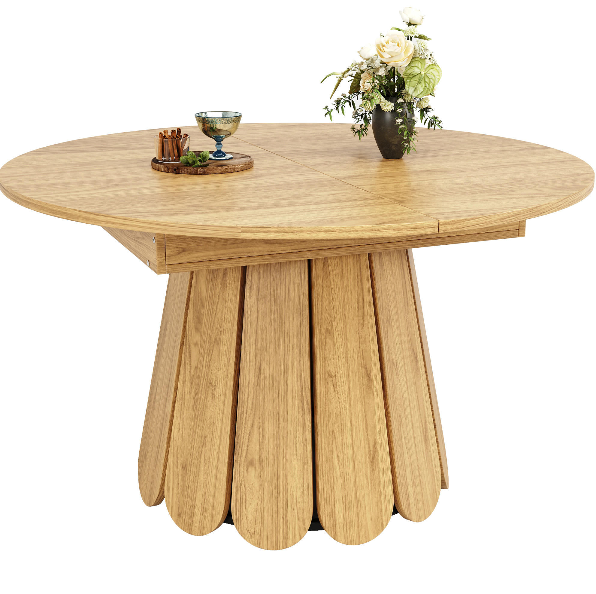 ESSTISCH 118/118/76,8 cm Naturholz Optik ausziehbar auf 158 cm aus MDF mit Stauraum für Einlegeplatte - Naturfarben, Holzwerkstoff (158/118/76cm) - OKWISH