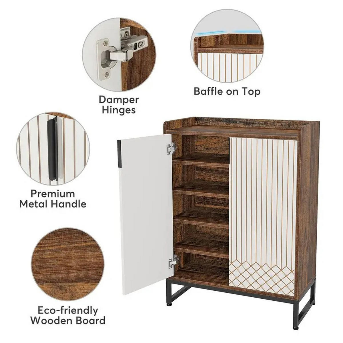 SCHUHSCHRANK 5-stufig moderner Holzschrank mit Türen Weiß - Weiß, Holz (75/105/35cm) - Kaket