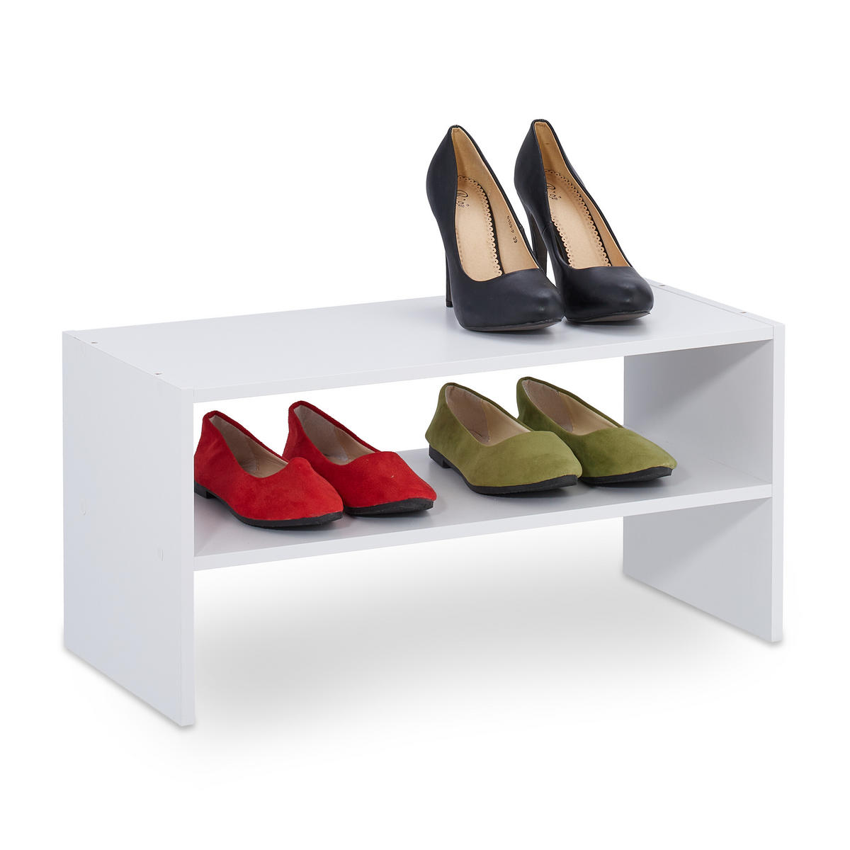 SCHUHREGAL - Weiß, Holzwerkstoff (60/29.5/29.5cm) - Relaxdays