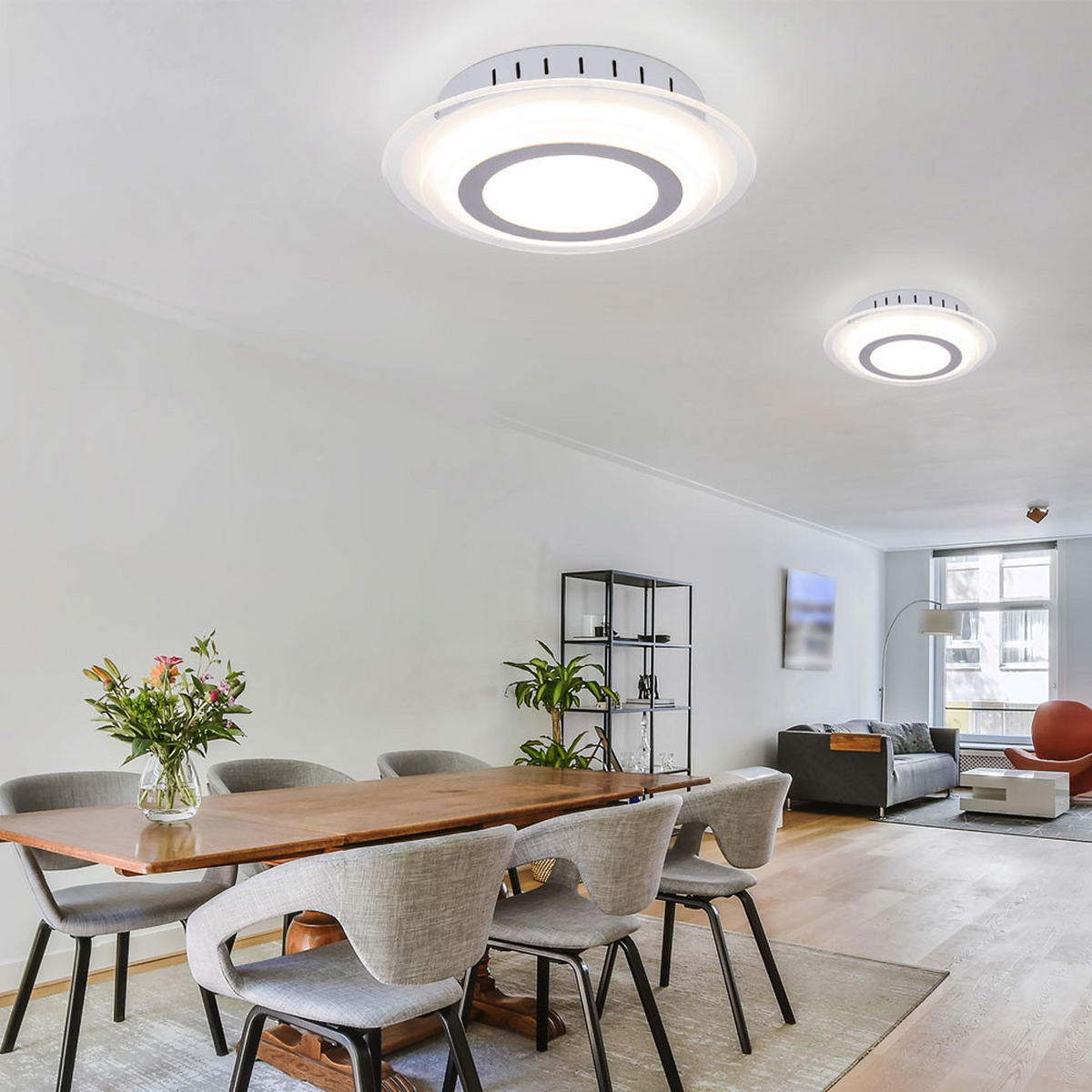 LED DECKENLEUCHTE Glas Silber rund 2er Set - Silberfarben, Glas (30/30/7.2cm)