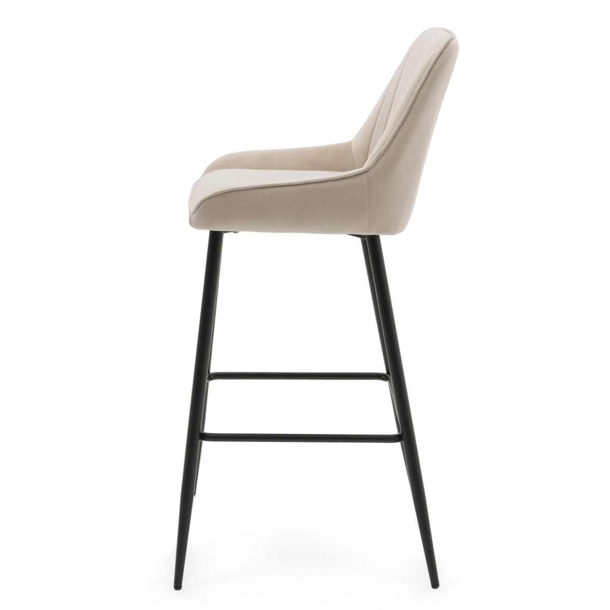 BARHOCKER PASSO gepolstert mit Steppung - beige - Samt Velours - Beige/Creme, Metall (50/95/55cm) - NEW HOME