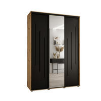 SCHWEBETÜRENSCHRANK 235,2/180/60 3-türig - Schwarz/Eiche Artisan, Holz/Metall (180/235/60cm) - Abiks Möbel