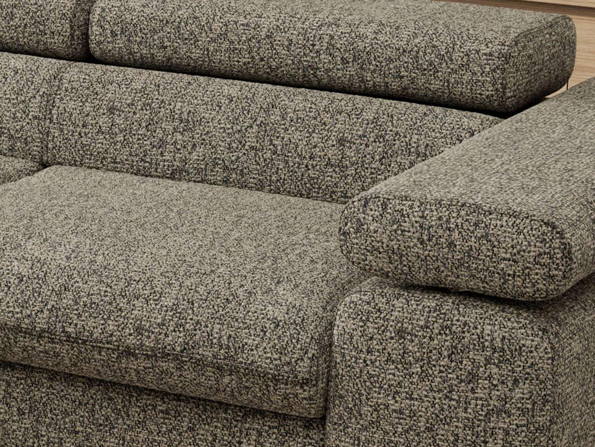 ECKSOFA PABLO L Grau Struktur - Links Seite mit T25 Topper - Schwarz/Grau, Textil/Metall (208/273cm) - MKS