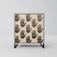 SIDEBOARD SEE MORE, Grau, 57,5x42x67,5 cm, Schwarze Metall-Rahmenfüße - Multicolor/Schwarz, Holzwerkstoff/Metall (57.5/67.5/42cm) - SpaceRebels