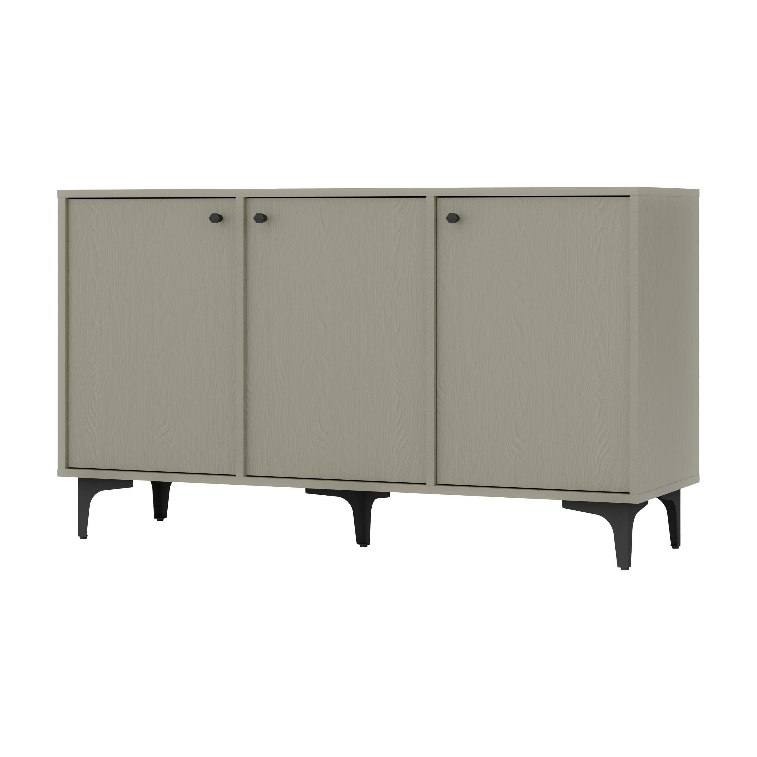 KOMMODE TORINO 125/72/41 cm mit 3 Türen Hellgrün - Hellgrün, Holzwerkstoff (125/72/41cm) - MASSENO