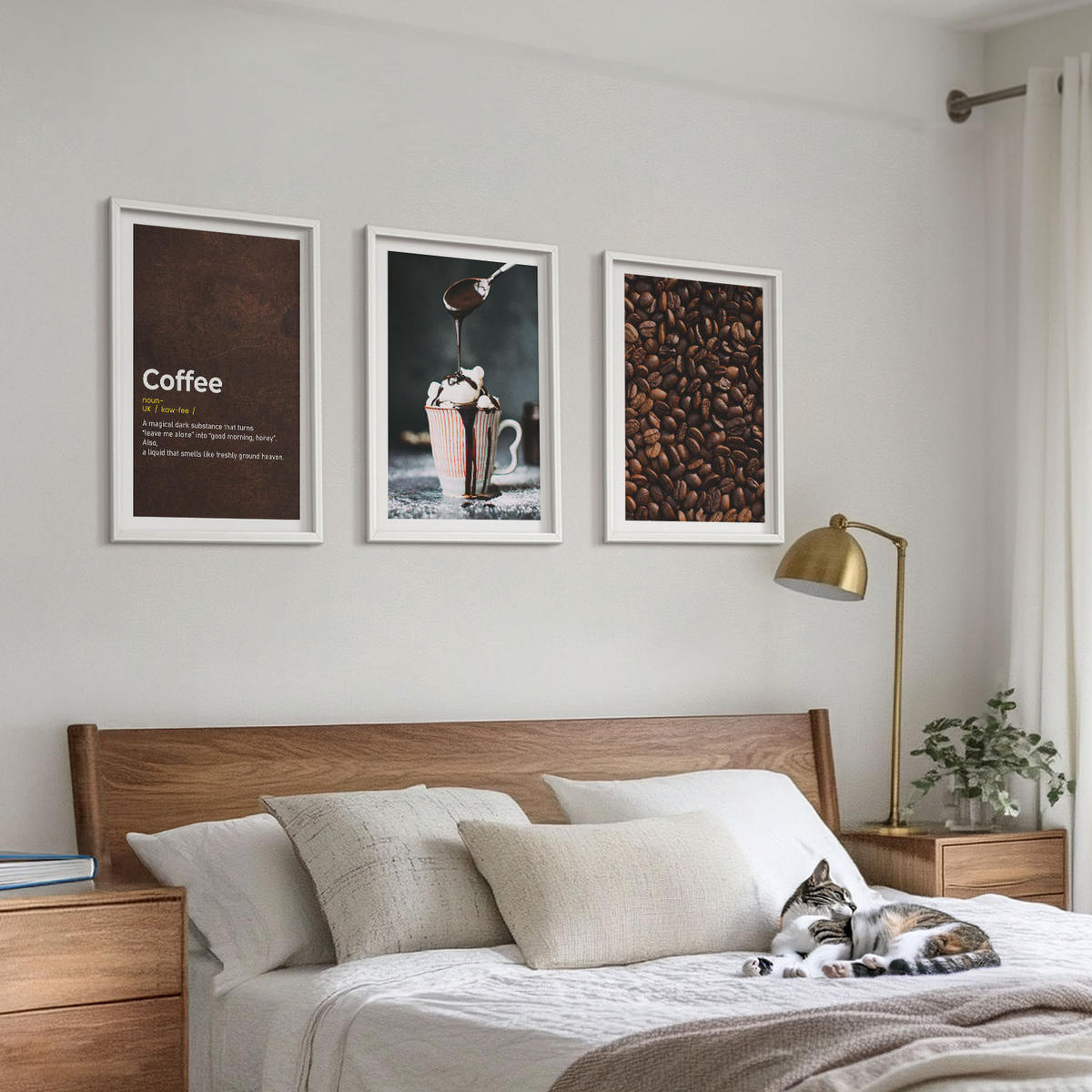 WANDBILDER 3er-Set - 40x60 cm Weißer Rahmen - Kaffeegetränk mit Schlagsahne - Weiß, Kunststoff (40/60cm) - ArtPrintCave