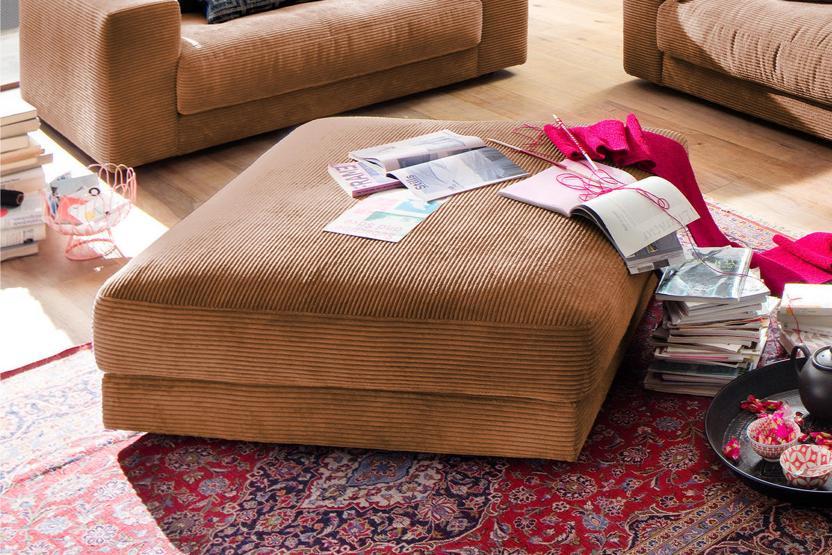 BIG HOCKER MADELINE Bronze Cord - Bronzefarben, Textil (120/43/120cm) - KAWOLA