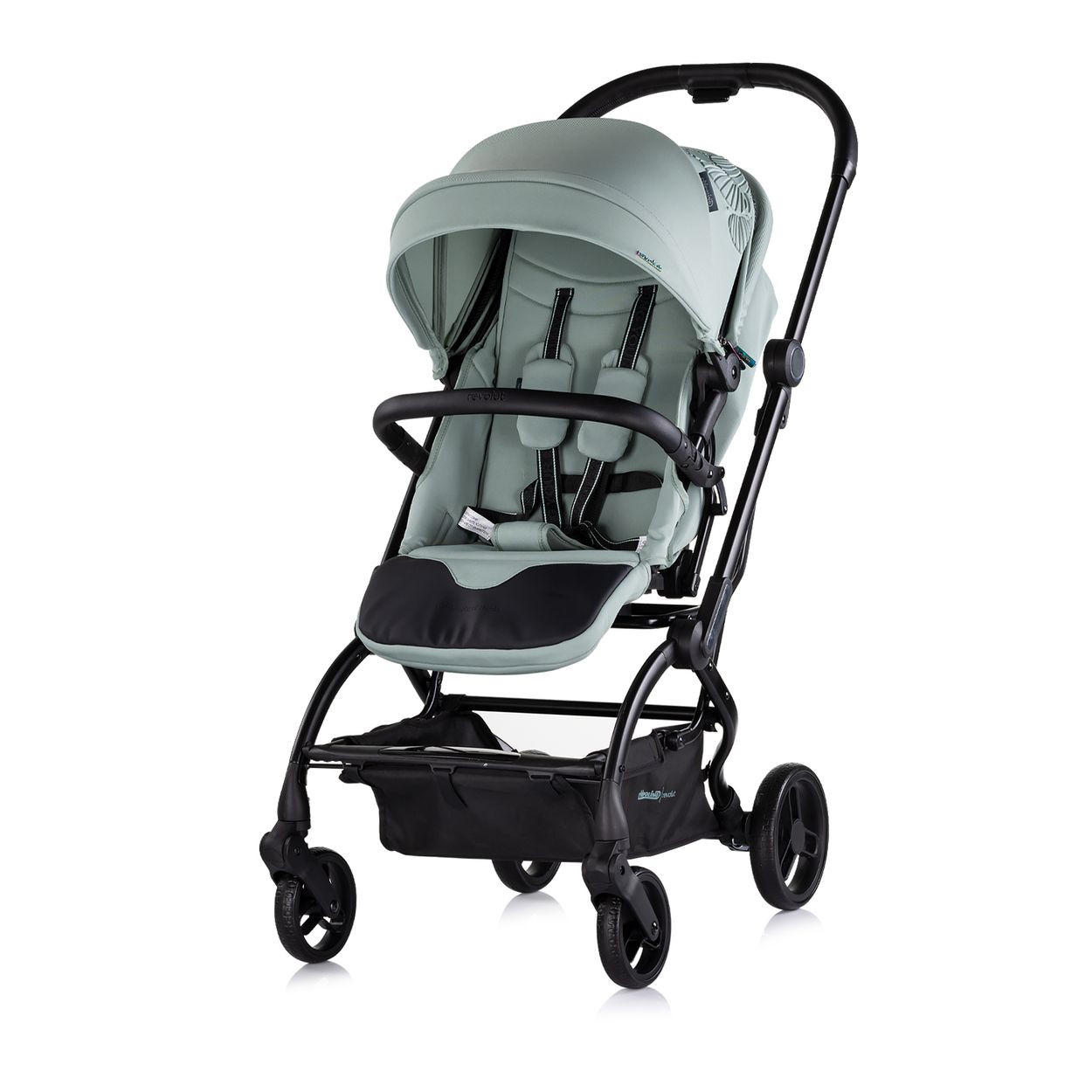KINDERWAGEN Revolut grün Sitz 360 Grad drehbar, verstellbar, EVA-Reifen - Grün, Metall (57/48/109cm) - Chipolino