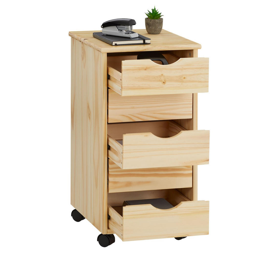 Thumbnail - Idimex Rollcontainer, Natur, Holz, Kiefer, Mode, 35x65x40 cm, FSC Mix, Arbeitszimmer, Container