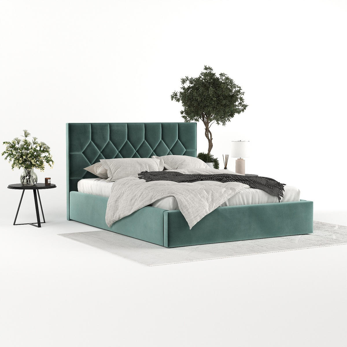 POLSTERBETT Brisa 180/200 cm Türkis im Kronos Stoff - Türkis/Schwarz, Holz/Holzwerkstoff (180/200cm) - AltaBeds