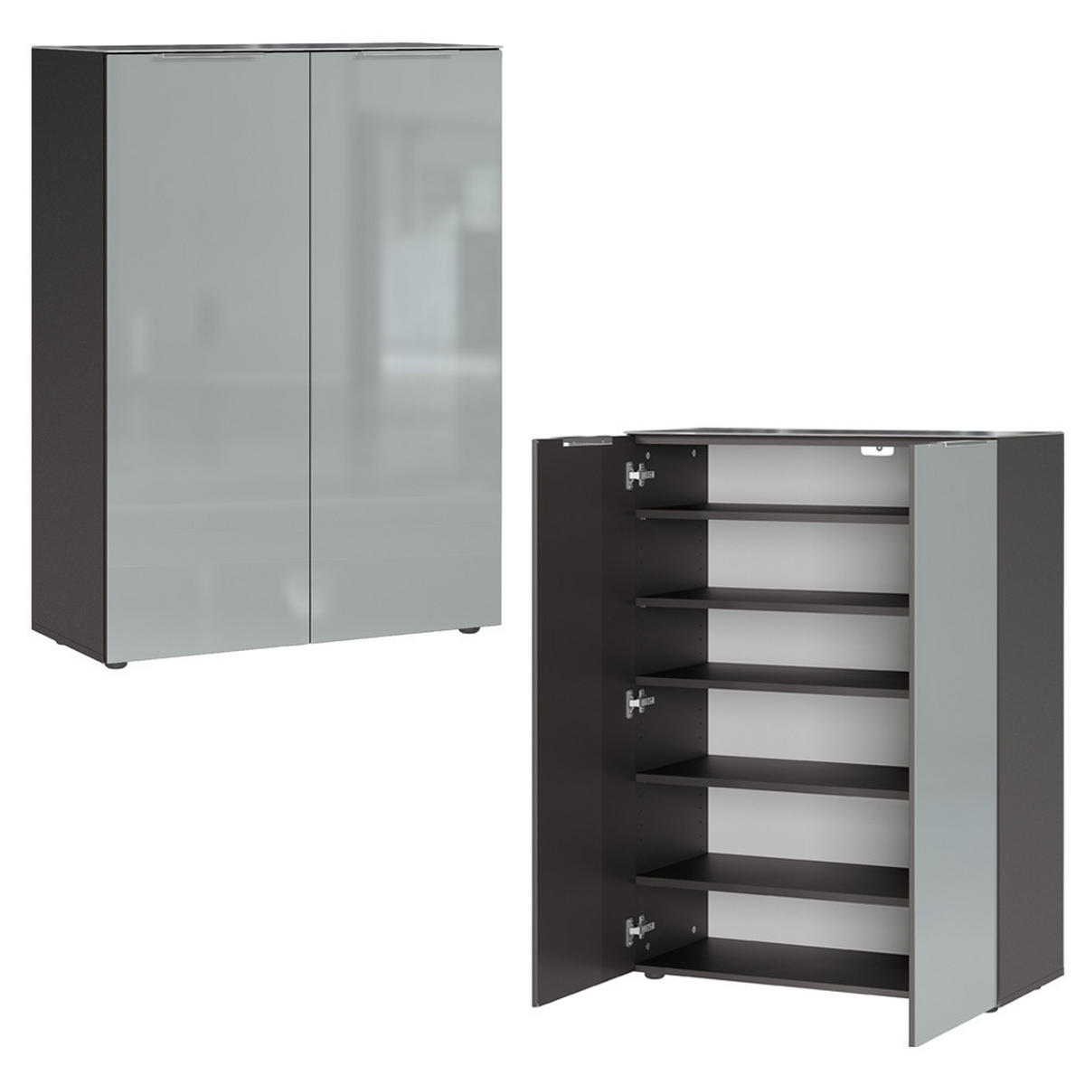 GARDEROBEN-SET 4-TLG. Geneva-01 - Grau, Holzwerkstoff (200/200/40cm) - Lomado