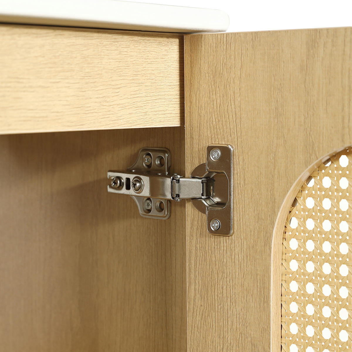 BADEZIMMERSCHRANK Rattan Türen Holzoptik Stauraum 61cm - Naturfarben, Keramik (61/89/47cm) - FLIEKS