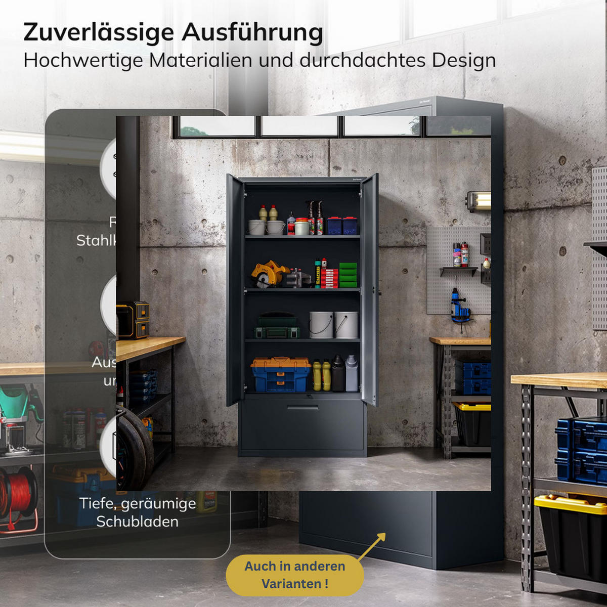 METALLSCHRANK mit Hohe Schublade RUEL 195x90x40cm Anthrazit - Anthrazit, Metall (90/195/40cm) - DELUKE