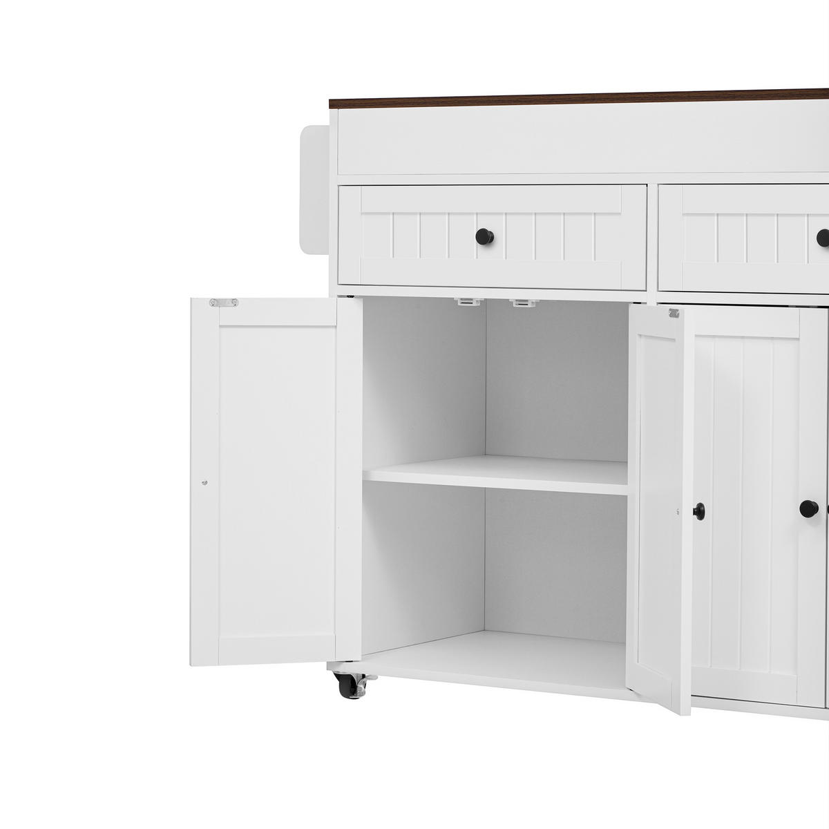 KÜCHENINSEL 112-180.5x45x92.2 cm Weiß mit Ausziehplatte & Rollen - Weiß, Holzwerkstoff (180.5/92.2/45cm) - Modfu