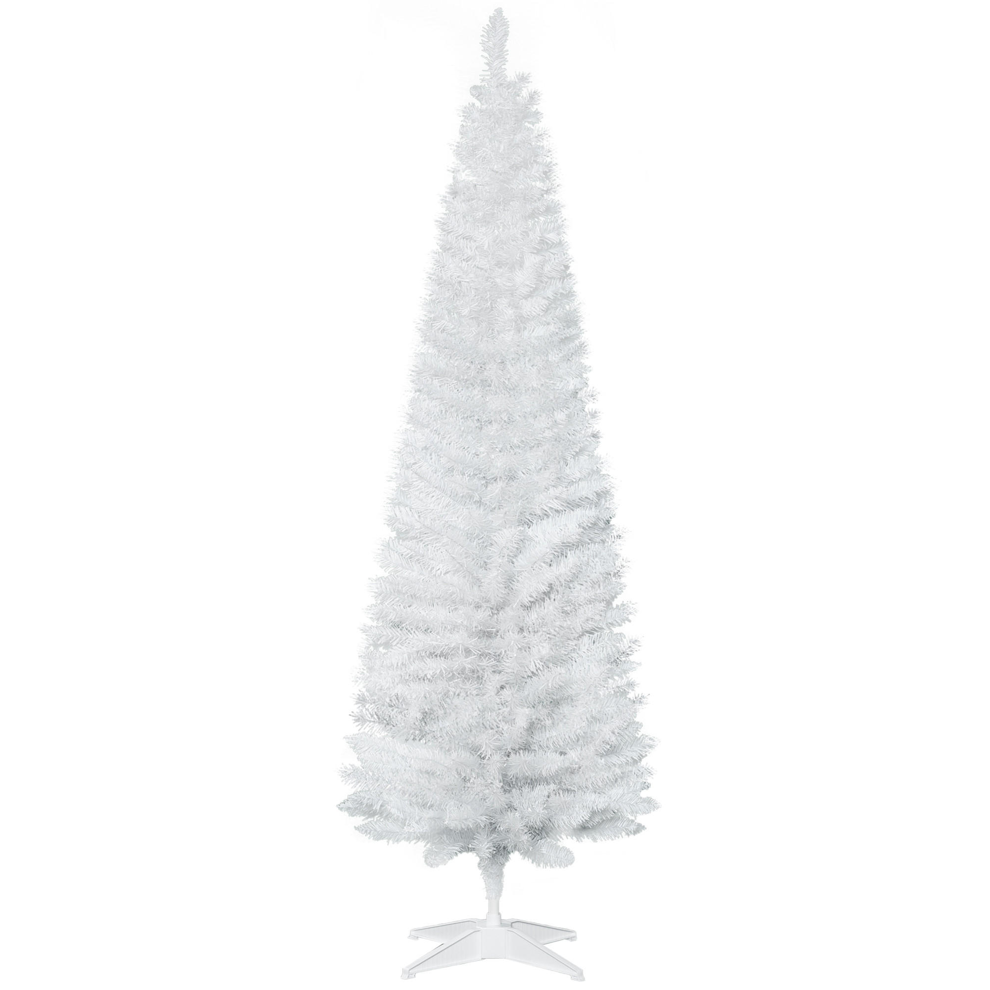 WEIHNACHTSBAUM 390 Spitzen Tannenbaum mit Kunststoffständer Weiß - Weiß, Kunststoff (180cm) - HOMCOM