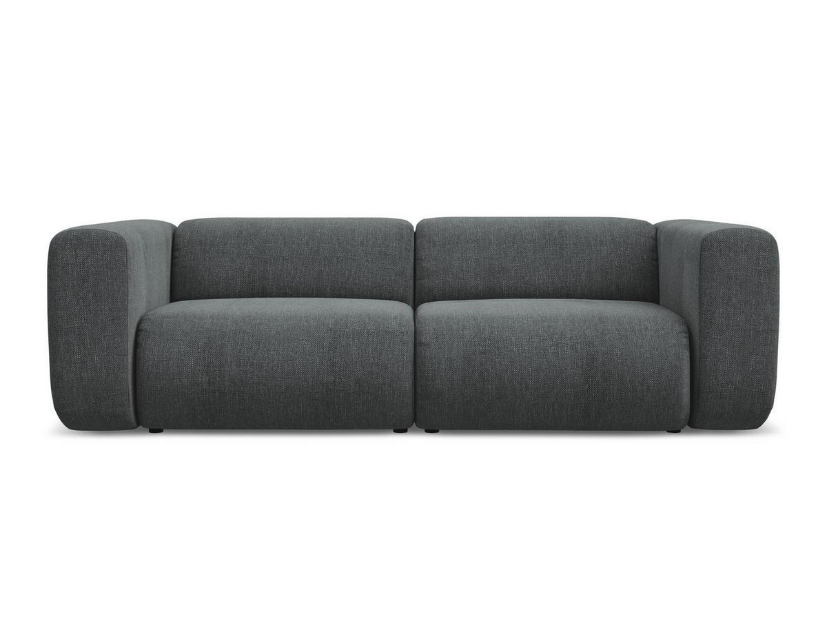 3-SITZER SOFA Chenille Stoff Grau - Schwarz/Graphitfarben, Kunststoff/Textil (228/70/89cm) - Makamii