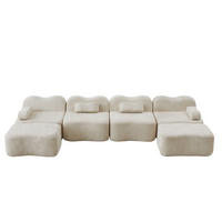 WOHNLANDSCHAFT 384/167/70 cm Beige aus Velvet mit modularem Design - Beige, Textil (167/70/384cm) - OKMYHOME