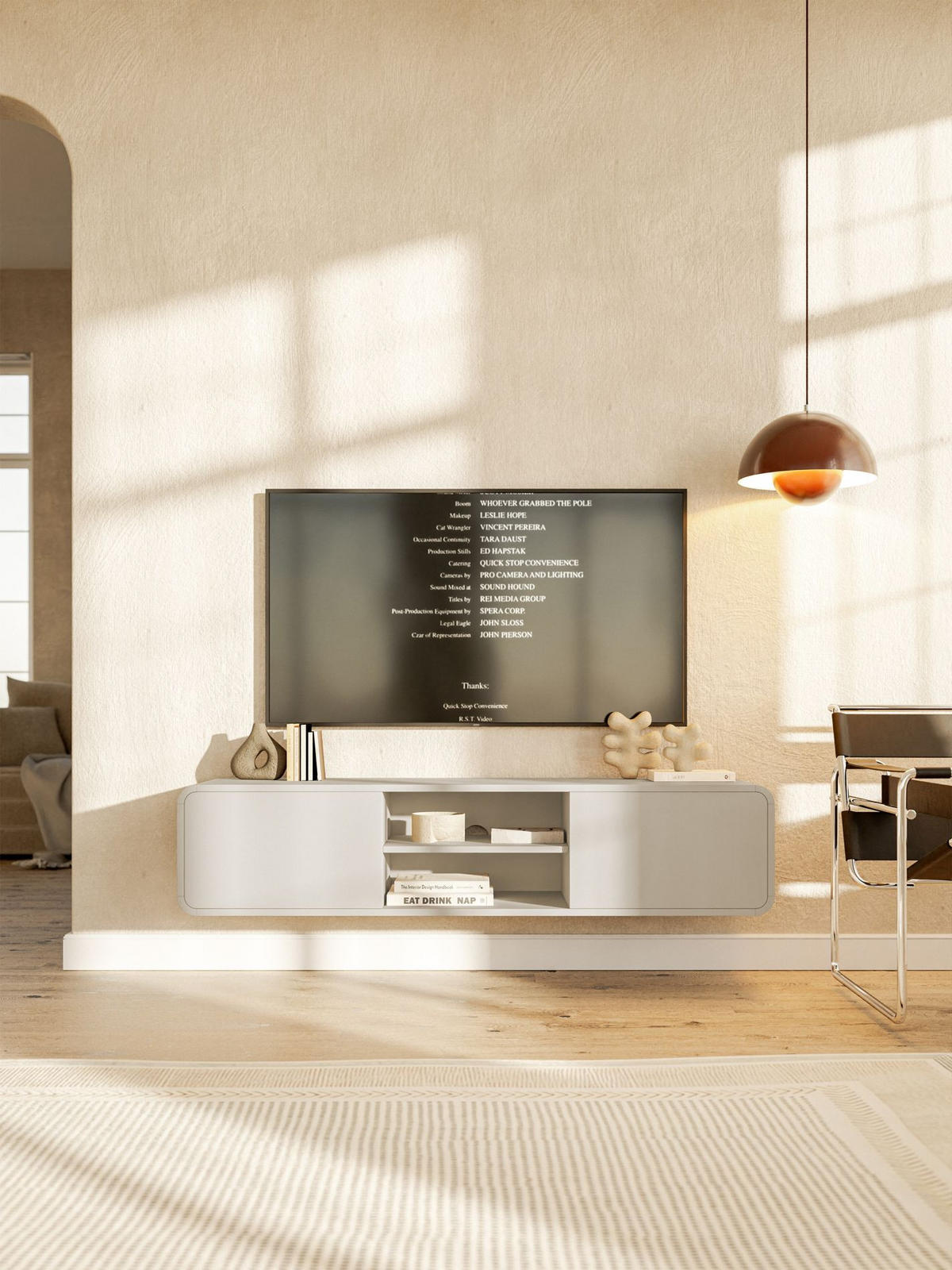 TV-HÄNGEBOARD Oro Greige mit 2 Schubladen 154 cm - Taupe, Holzwerkstoff (154/32.4/40cm) - Selsey
