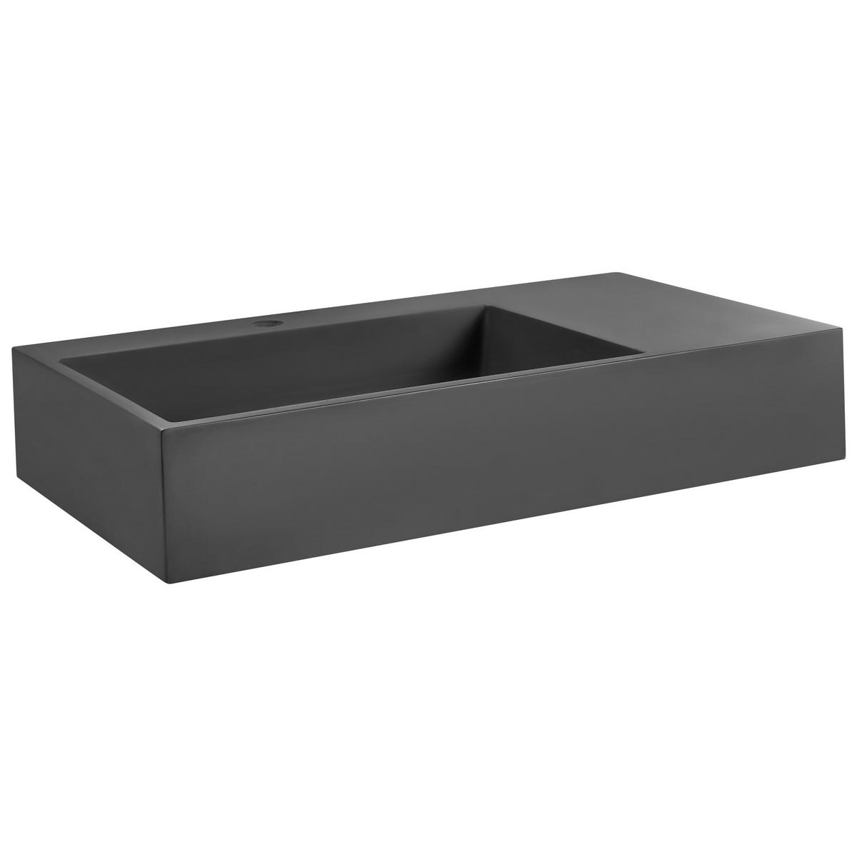 HÄNGEWASCHBECKEN Schwarz 75/43 cm Mineralguss Cusco - Schwarz, Naturmaterialien (75/15/43cm) - Beliani