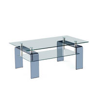 COUCHTISCH DE-37398 rechteckig mit zweistufigem Glas Grau - Grau, Metall (100/55/45cm) - ComfortXL
