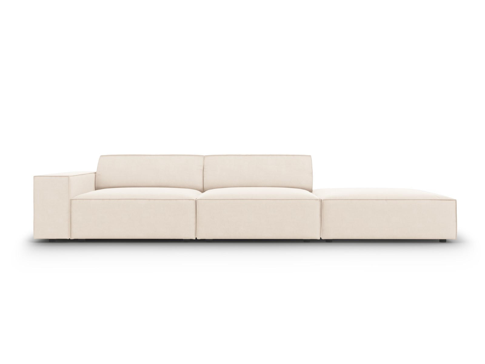 SOFA Jodie aus Samt leichtes beige 3 Sitzplätze - Beige, Textil (262/70/102cm) - Micadoni
