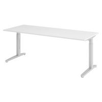 SCHREIBTISCH Serie-XB 80/200/74 cm in Weiß/Silberfarben - Silberfarben/Weiß, Holzwerkstoff (80/200/74cm) - bümö