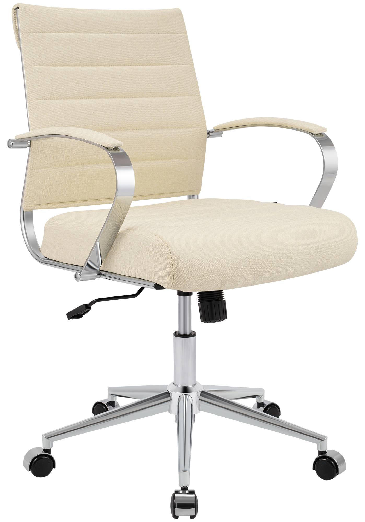 DREHSTUHL Stoff Creme - Chromfarben/Creme, Leder/Textil (57/90/62cm) - CLP