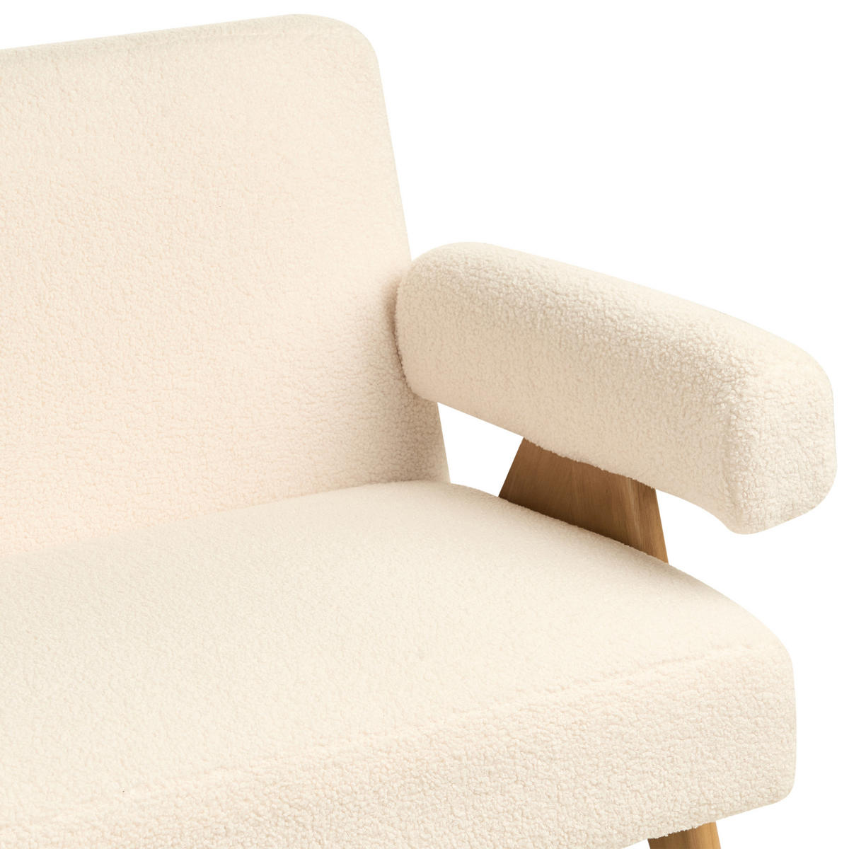 2-SITZER-SOFA Bouclé Cremeweiß/Hellbraun Tamre - Creme, Textil (148/79/78cm) - Beliani