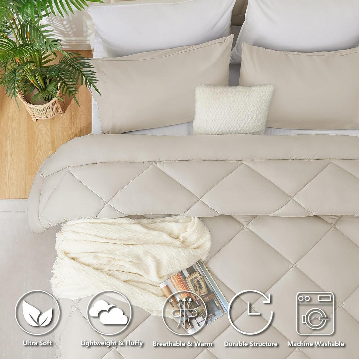 BETTDECKE 240x260 cm 4 Jahreszeiten Mikrofaser Beige - Beige, Textil (5/150cm) - LUXUSKOLLEKTION