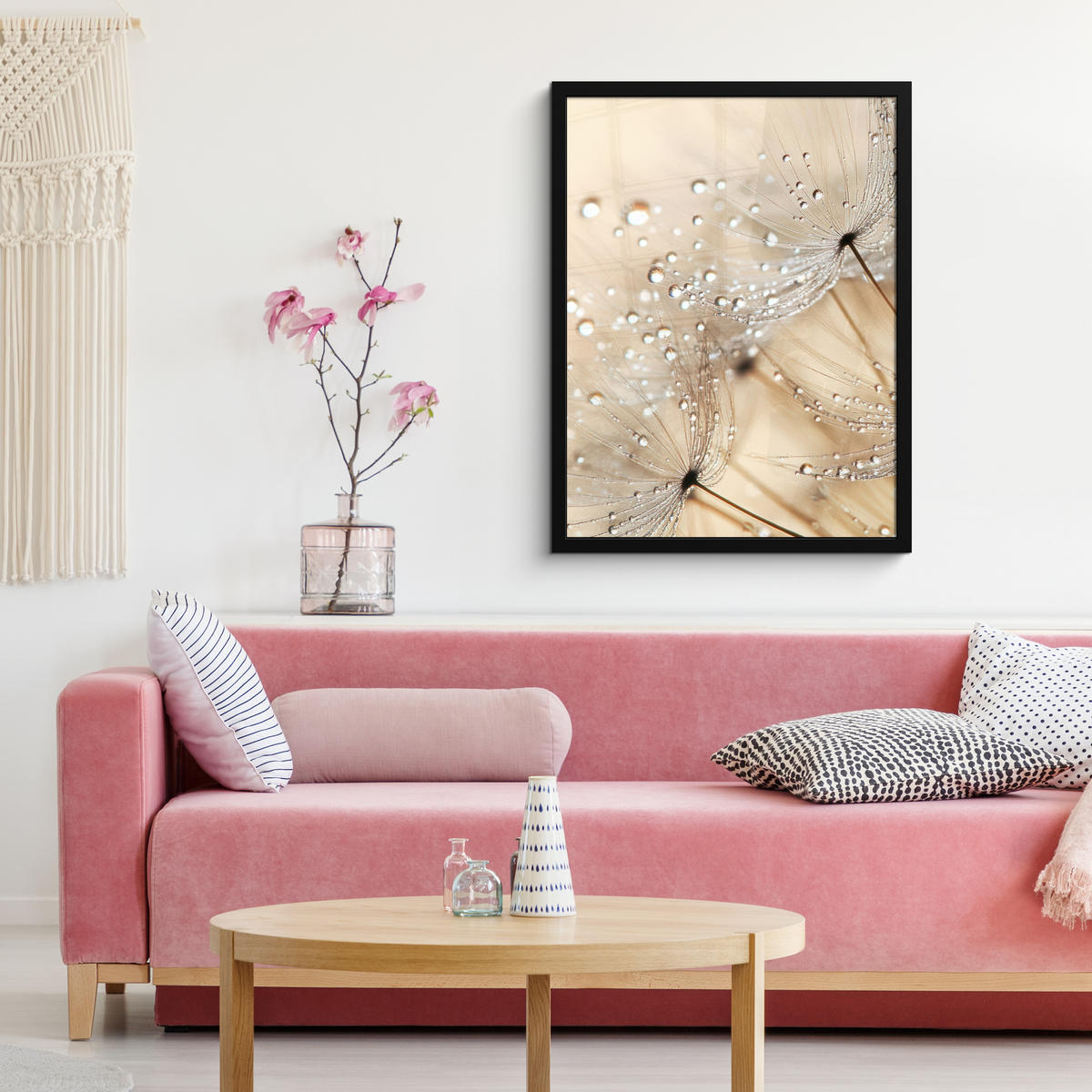 GERAHMTES BILD Löwenzahn - Abstrakt - Natur - Beige 60x80 cm - Braun, Papier (60/80cm) - MuchoWow