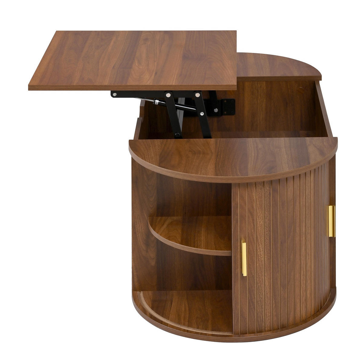 KONFERENČNÍ stolek 100/50/40,5 cm MDF ořech, výškově nastavitelný s úložným prostorem - ořechová, kompozitní dřevo (100/50/40.5cm) - BEAOK